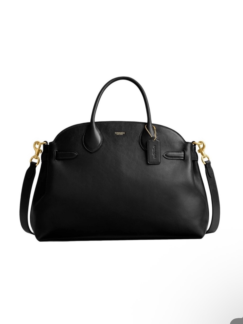 New Coach Black Leather Empire Carryall Bag 40 with Gold Hardware - Picture 1 of 10